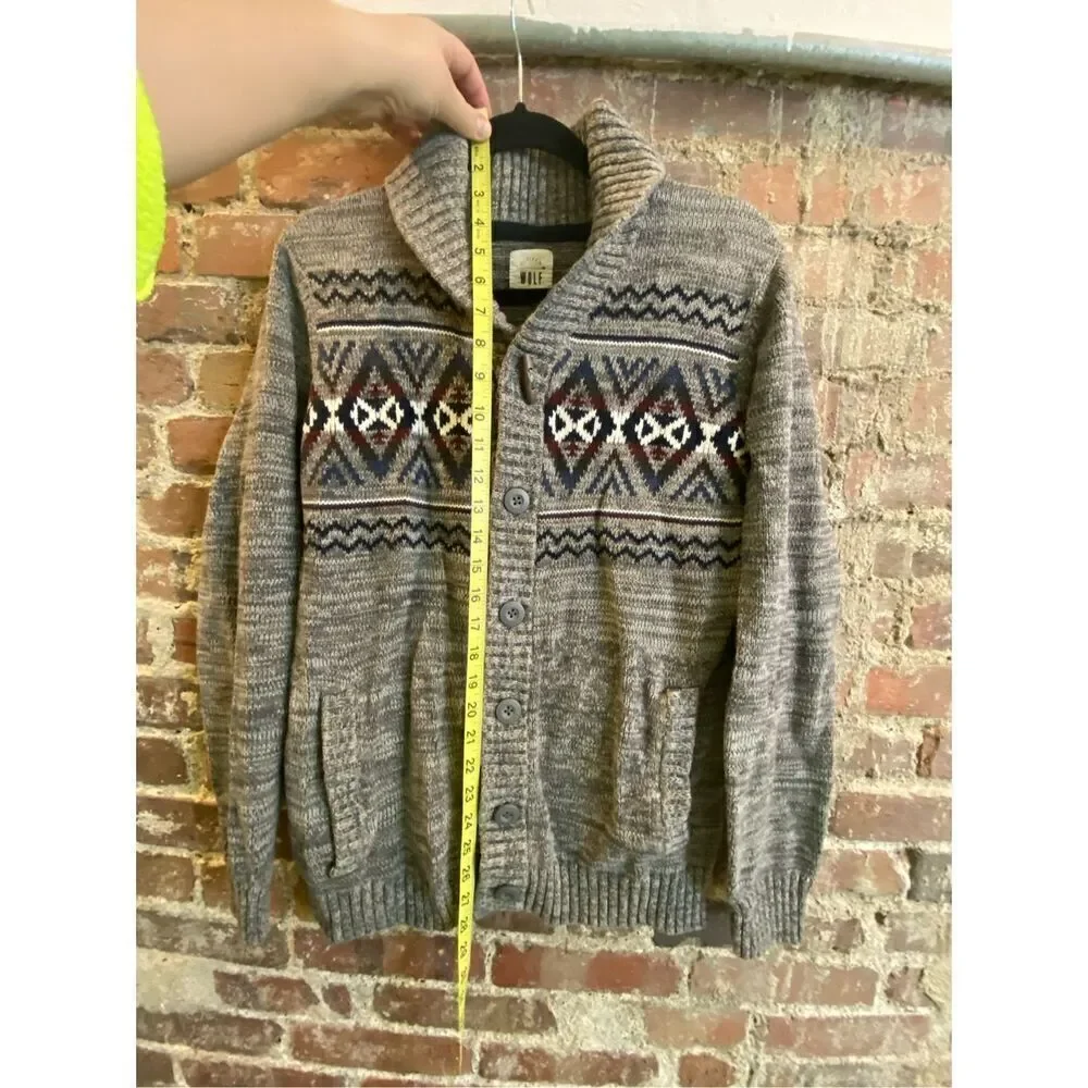 Citizen WOLF Shawl Neck Gray Cardigan Men’s Size Medium